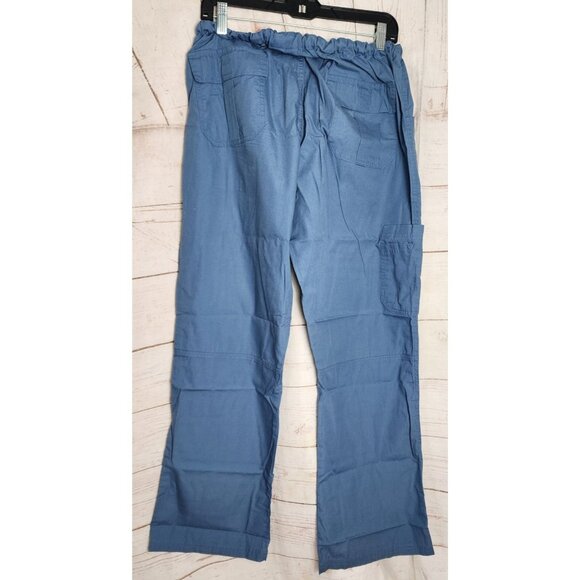 Butter-Soft Large Blue Scrub Pants with Elastic Waist, Drawstring - Picture 6 of 8